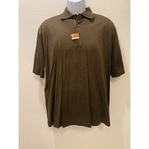 Bugatchi Pullover Golf Short Sleeve Shirt Mens M Brown Egyptian Cotton (B322)